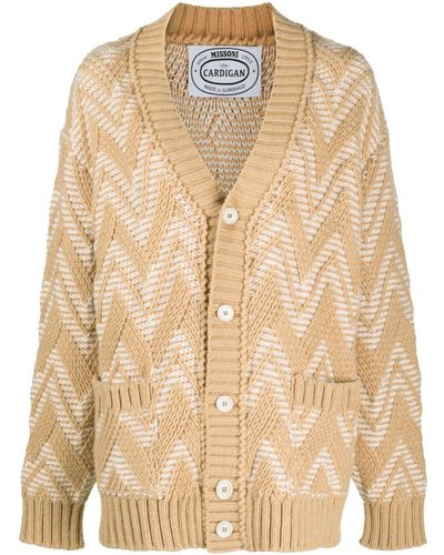 Missoni Zigzag-knit Wool Cardigan - Natural