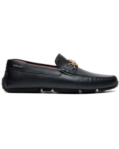 Bally Logo-plaque Leather Loafers - Black