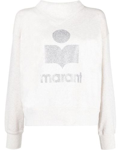 Isabel Marant Glitter Logo-print Sweatshirt - White