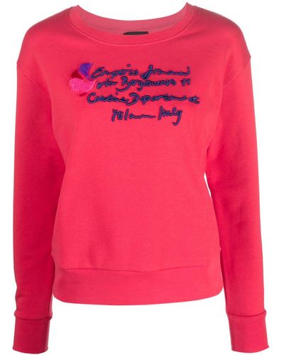 Emporio Armani Sweater Met Geborduurd Logo - Roze