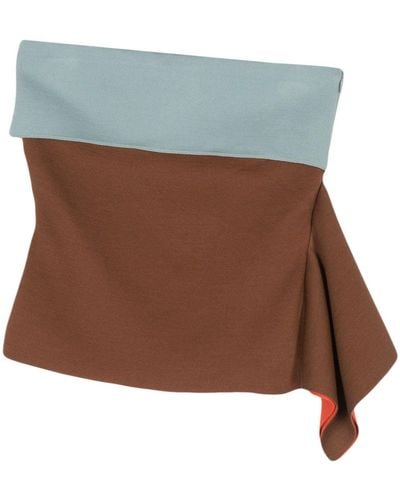 Fendi Draped Asymmetric Mini Skirt - Brown