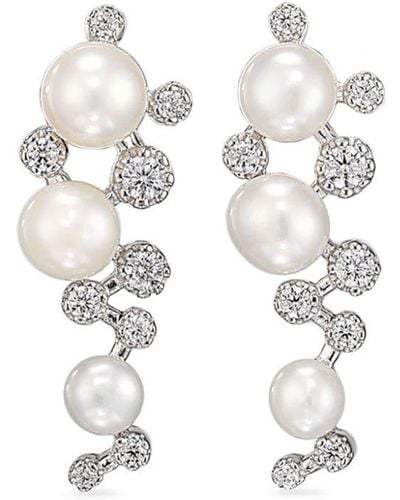 Anabela Chan Pendientes Mini Constellation en oro blanco de 18 ct con diamantes y perlas de agua dulce - Neutro