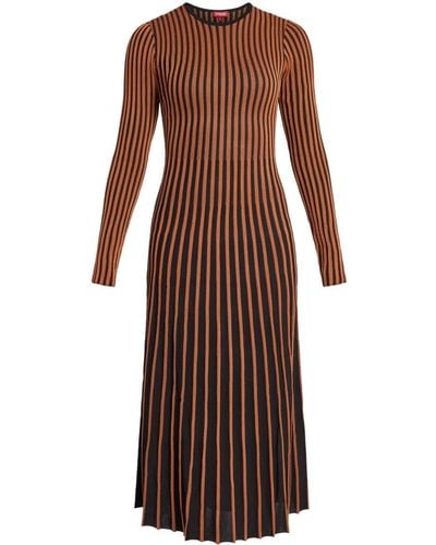 STAUD Two-tone Ribbed-knit Dress - Brown
