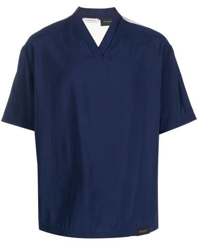 Low Brand T-Shirt mit grafischem Print - Blau