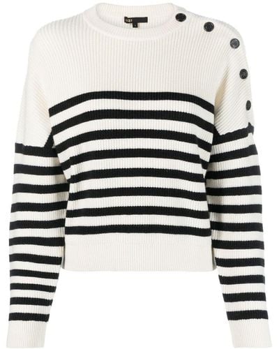 Maje Crew-neck Striped Sweater - White