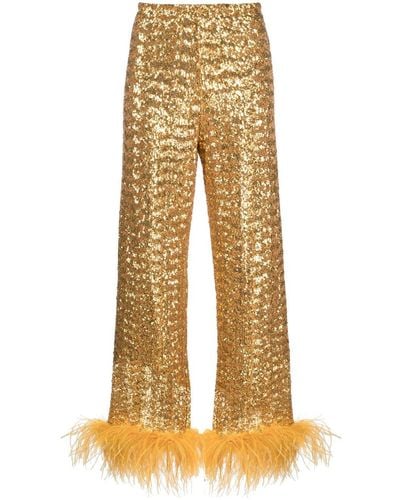 Oséree Sequined Wide-leg Trousers - Yellow
