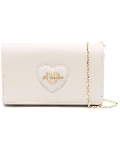 Love Moschino Logo Heart-patch Faux-leather Crossbody Bag - White