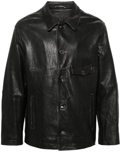 Giorgio Brato Leather Shirt Jacket - Black
