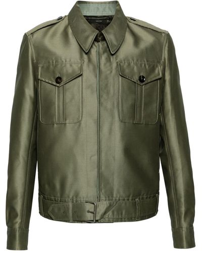 Tom Ford Belted Wool-blend Military Jacket - Green