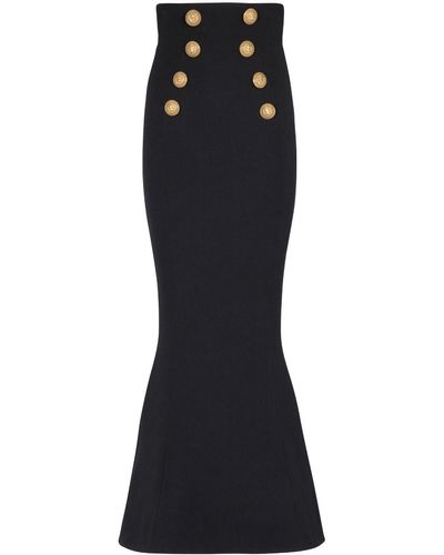 Balmain ボタン ウールスカート - ブラック
