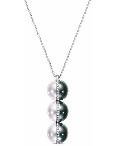 Tasaki 18kt White Gold Collection Line Balance Unite Pearl And Diamond Necklace - Metallic