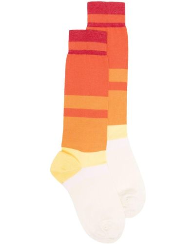 Marni Stripe-pattern Long Socks - Orange