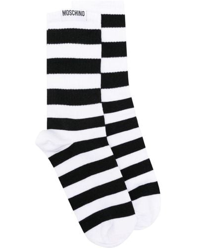 Moschino Chaussettes en coton stretch à rayures - Blanc