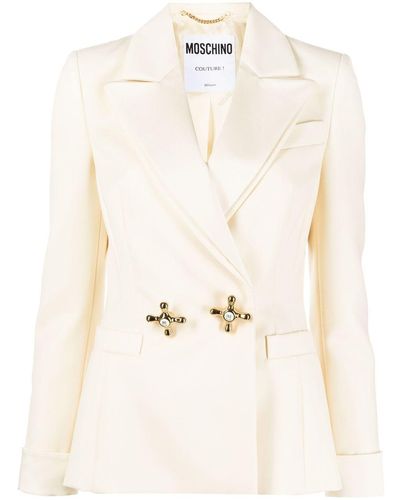 Moschino Faucet Handle Double-breasted Blazer - Natural