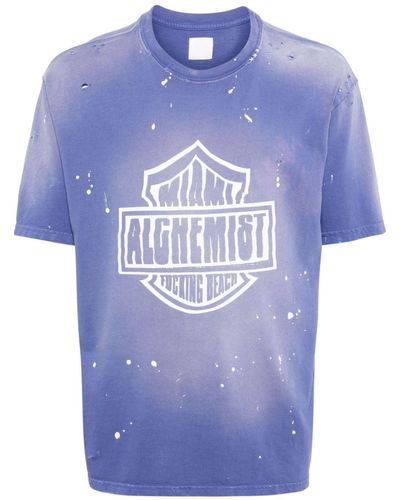 Alchemist T-shirt Met Verfspetters - Blauw