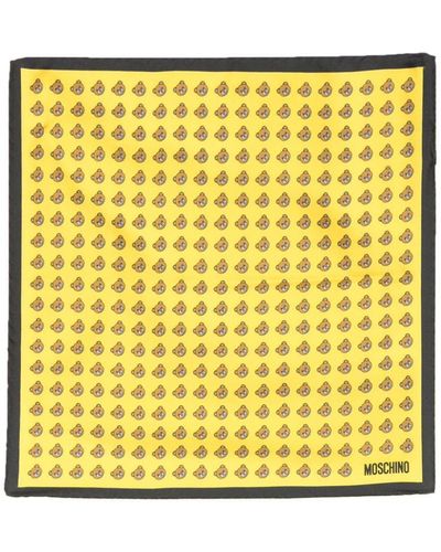 Moschino Teddy-bear-print Silk Scarf - Yellow