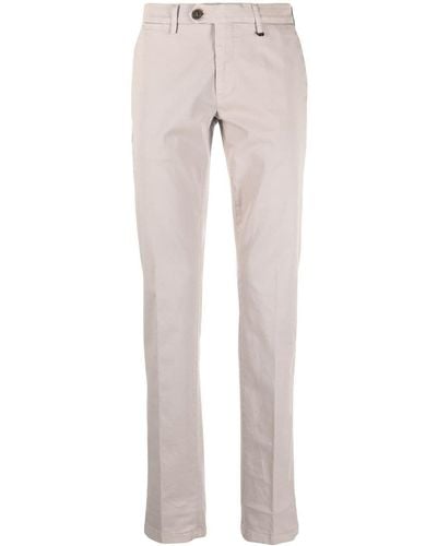Canali Pantalon chino en coton à plis marqués - Gris