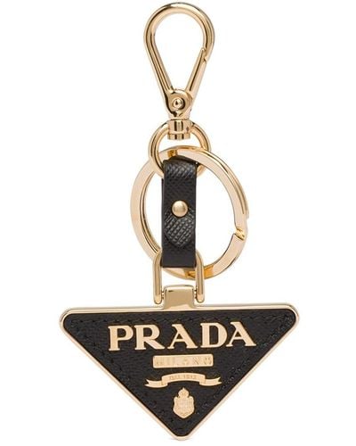 Prada Triangle-logo Leather Keychain - Multicolor