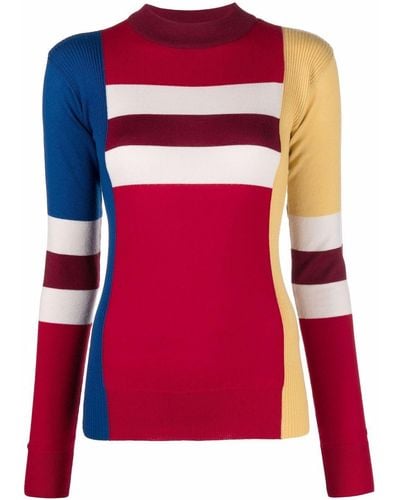 Colville Colour-block Wool Sweater - Red