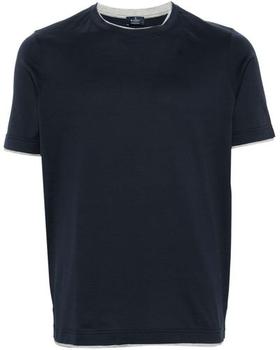 Barba Napoli Contrasting-trim Cotton T-shirt - Blue