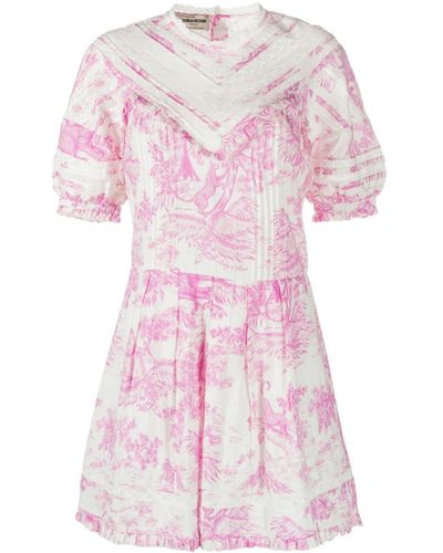 Zadig & Voltaire Graphic-print Puff-sleeve Dress - Pink