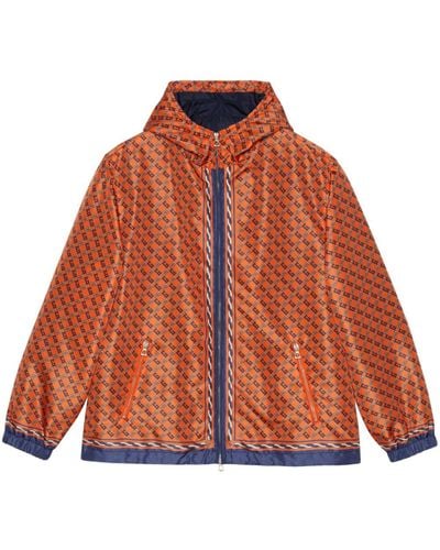 Gucci Cortavientos con capucha y logo - Naranja