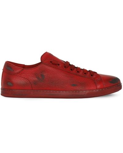 Dolce & Gabbana Bassa Leather Sneakers - Red