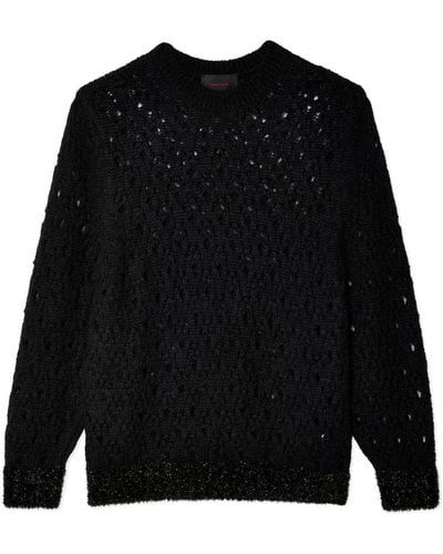 Simone Rocha Tinsel-trim Open-knit Sweater - Black