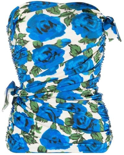 Philosophy Di Lorenzo Serafini Floral-print Strapless Top - Blue