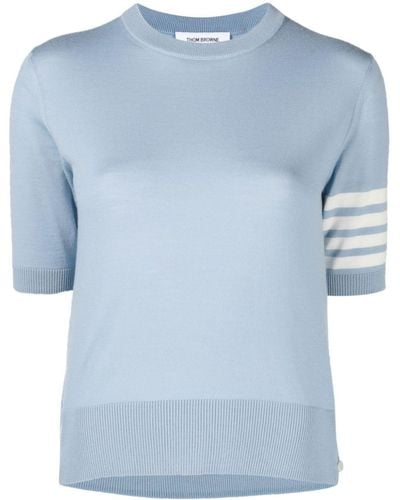 Thom Browne 4-bar High-neck Knitted Top - Blue
