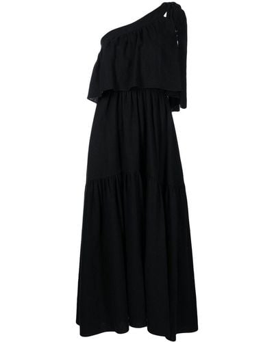 Goen.J Asymmetrische Maxi-jurk - Zwart