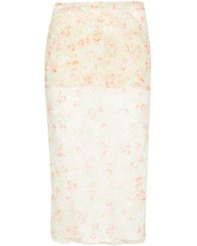 N°21 Floral-print Silk Midi Skirt - White