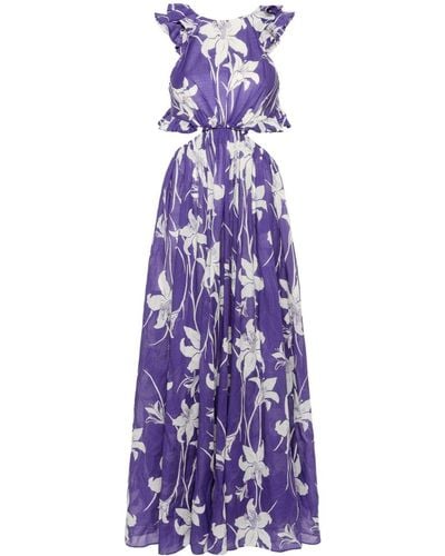 Zimmermann Acadian Ruffle Cotton Dress - Purple