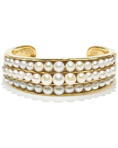 Goossens Pearl-embellished Cuff Bracelet - Metallic