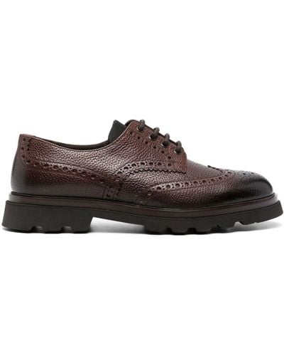 Doucal's Paneled Leather Brogues - Brown
