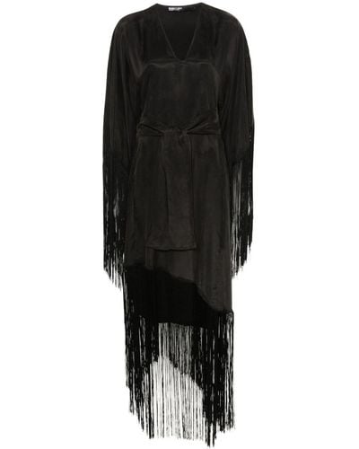 Bimba Y Lola Fringed Midi Dress - Black