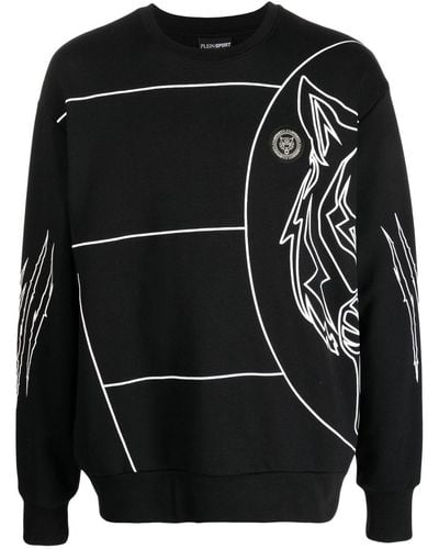 Philipp Plein Logo Tiger-print Sweatshirt - Black