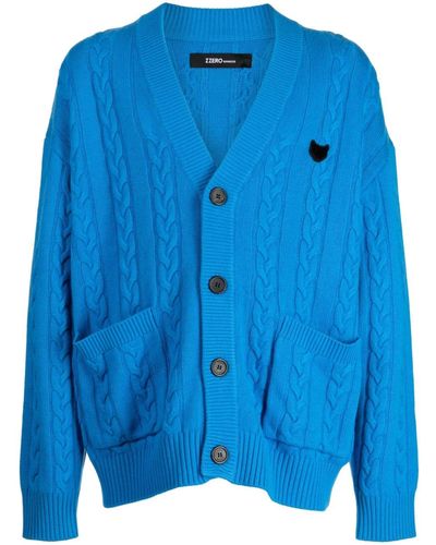 ZZERO BY SONGZIO Panther Cable-knit Cardigan - Blue