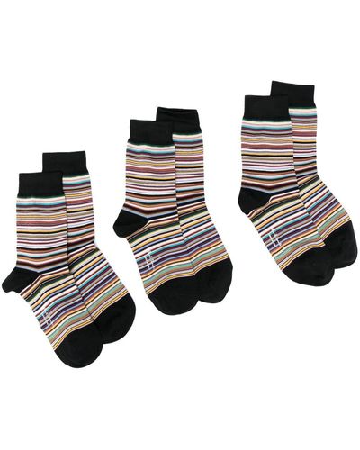 Paul Smith 3er-Set Intarsien-Socken mit Streifen - Schwarz