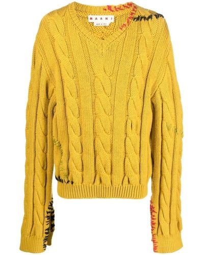 Marni Pullover mit Zopfmuster - Gelb