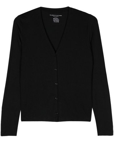 Majestic Filatures V-neck Jersey Cardigan - Black