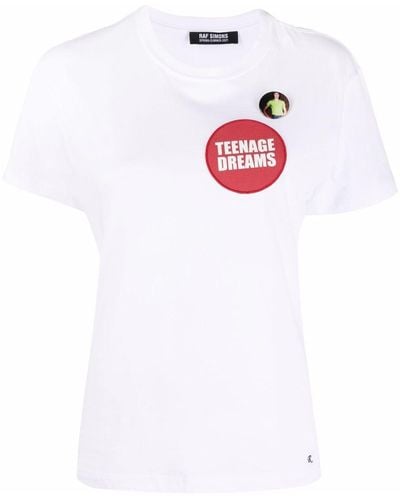 Raf Simons Teenage Dreams-patch Cotton T-shirt - White