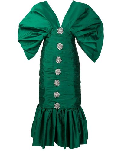 Olympiah Vestido con cuello en V y diseño de sirena - Verde