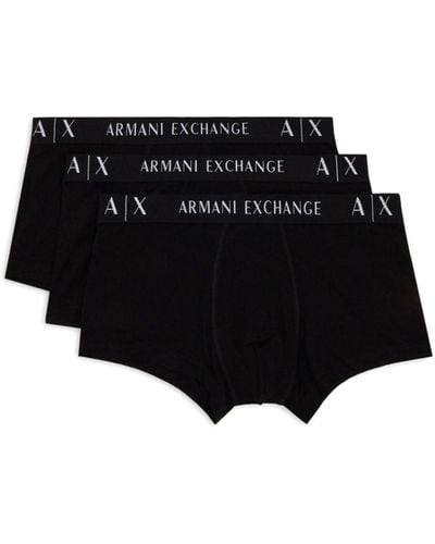 Armani Exchange Set aus drei Boxershorts mit Logo-Bund - Schwarz