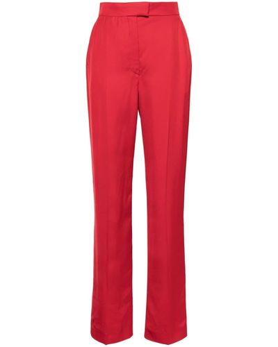 Alexander McQueen Pantalon de costume en coton - Rouge