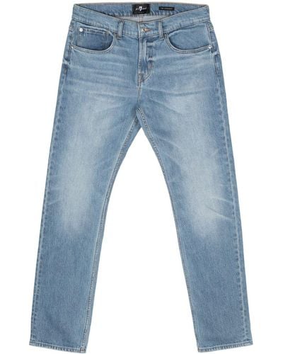 7 For All Mankind Halbhohe Straight-Leg-Jeans - Blau