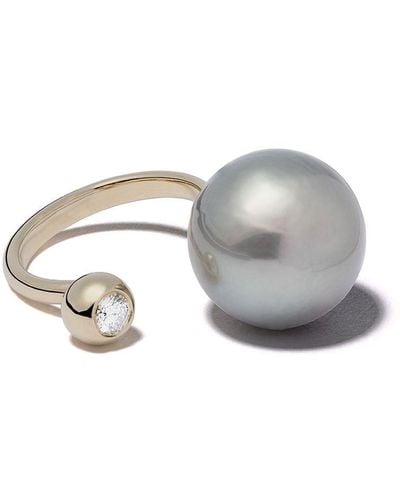 Mizuki Anello in oro 14kt, perla tahitiana e diamante - Bianco