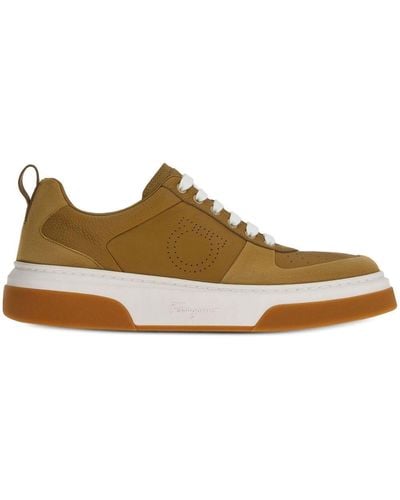 Ferragamo Gancini Low-top Leather Trainers - Brown