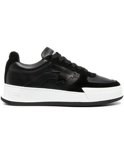 DSquared² Two-tone Lace-up Leather Sneakers - Black