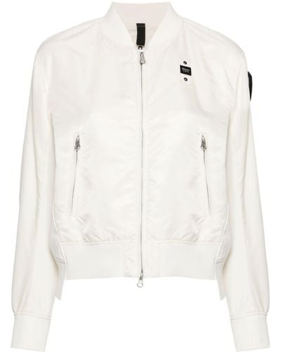 Blauer Eleanor logo-patch bomber jacket - Weiß